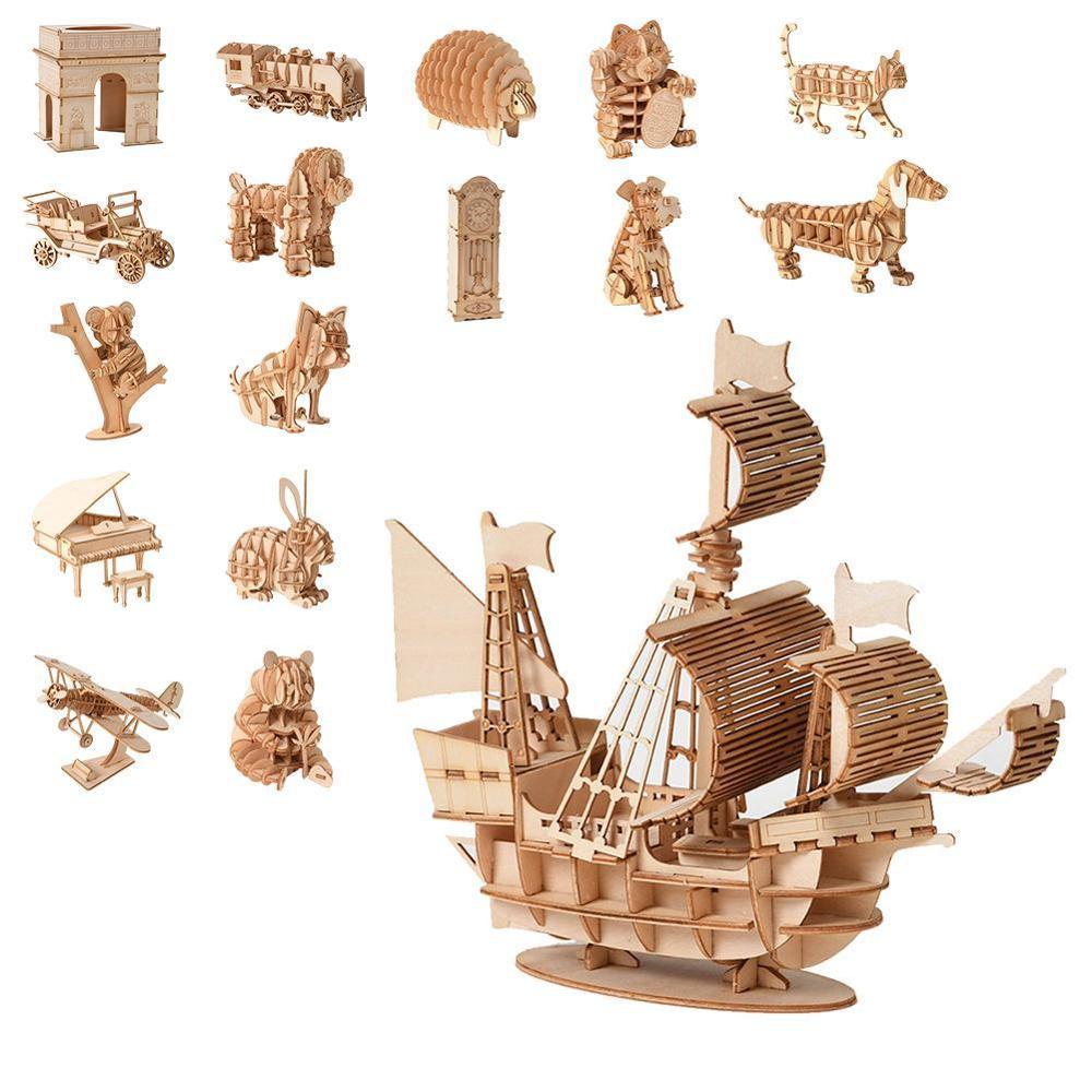 3D Wooden Puzzle For Adults Laser Cutting Model Kits DIY Toy Decorative 3D Wooden Puzzle Model-ebowsos