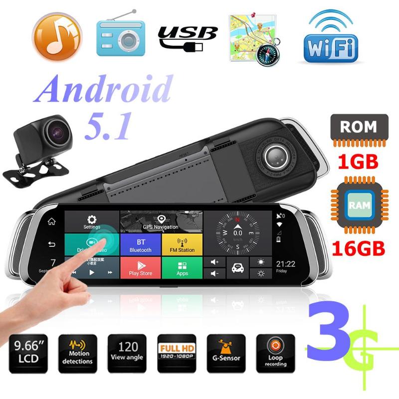3G/4G 10 Inch Car Rearview Mirror DVR Camera Dual Lens WIFI Car DVR Android 5.1 Dash Cam Cameras GPS Bluetooth ADAS Car Assist - ebowsos