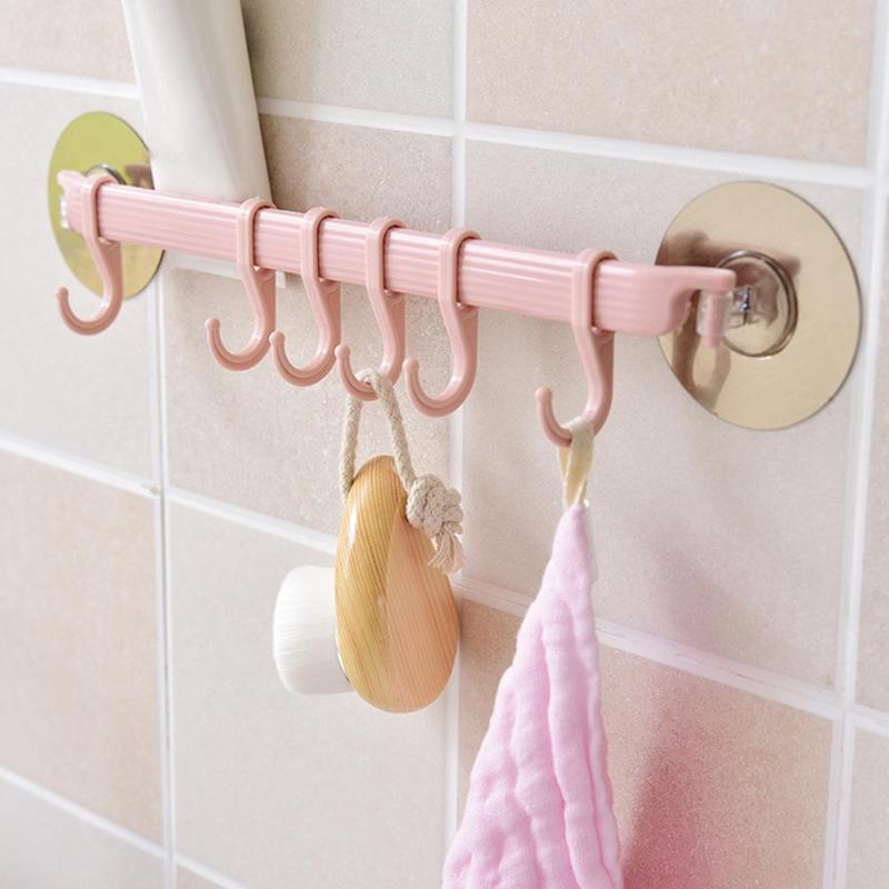 3M Kitchen Cabinet Wall Cabinet Hook Bathroom Storage Strong Sticky 6 Hooks Up Wall Rails Towel Shelf Rack Free shipping - ebowsos