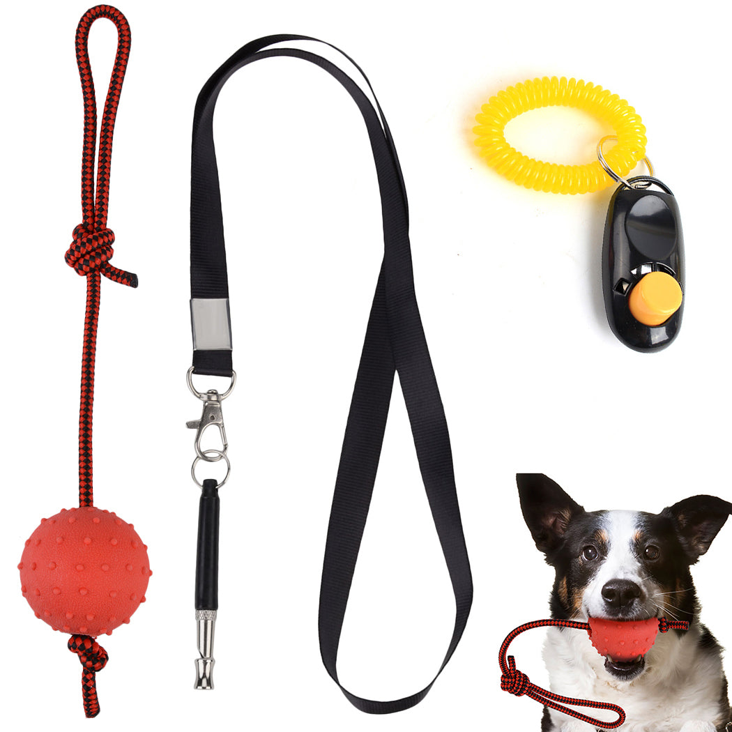 3PCS Dog Toy Pet Training Supplies Set Creative Pet Clicker Dog Whistle Pet Chew Toy Interaction Supplies Pet Sensitive Training-ebowsos