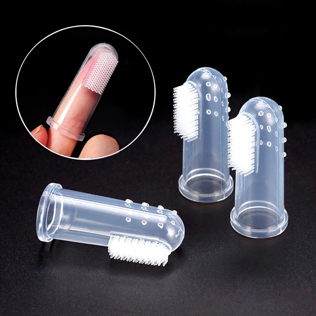 3PCS Safety Transparent Silicone Finger Toothbrush Dog Teeth Oral Cleaning Latex Finger Set Pet Dog Tooth Brush Pet Supplies-ebowsos