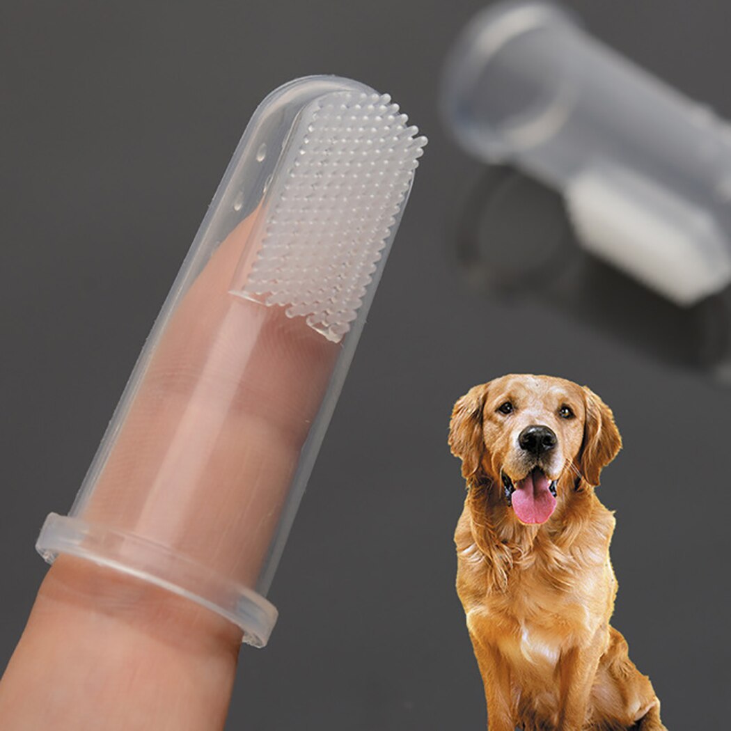 3PCS Safety Transparent Silicone Finger Toothbrush Dog Teeth Oral Cleaning Latex Finger Set Pet Dog Tooth Brush Pet Supplies-ebowsos