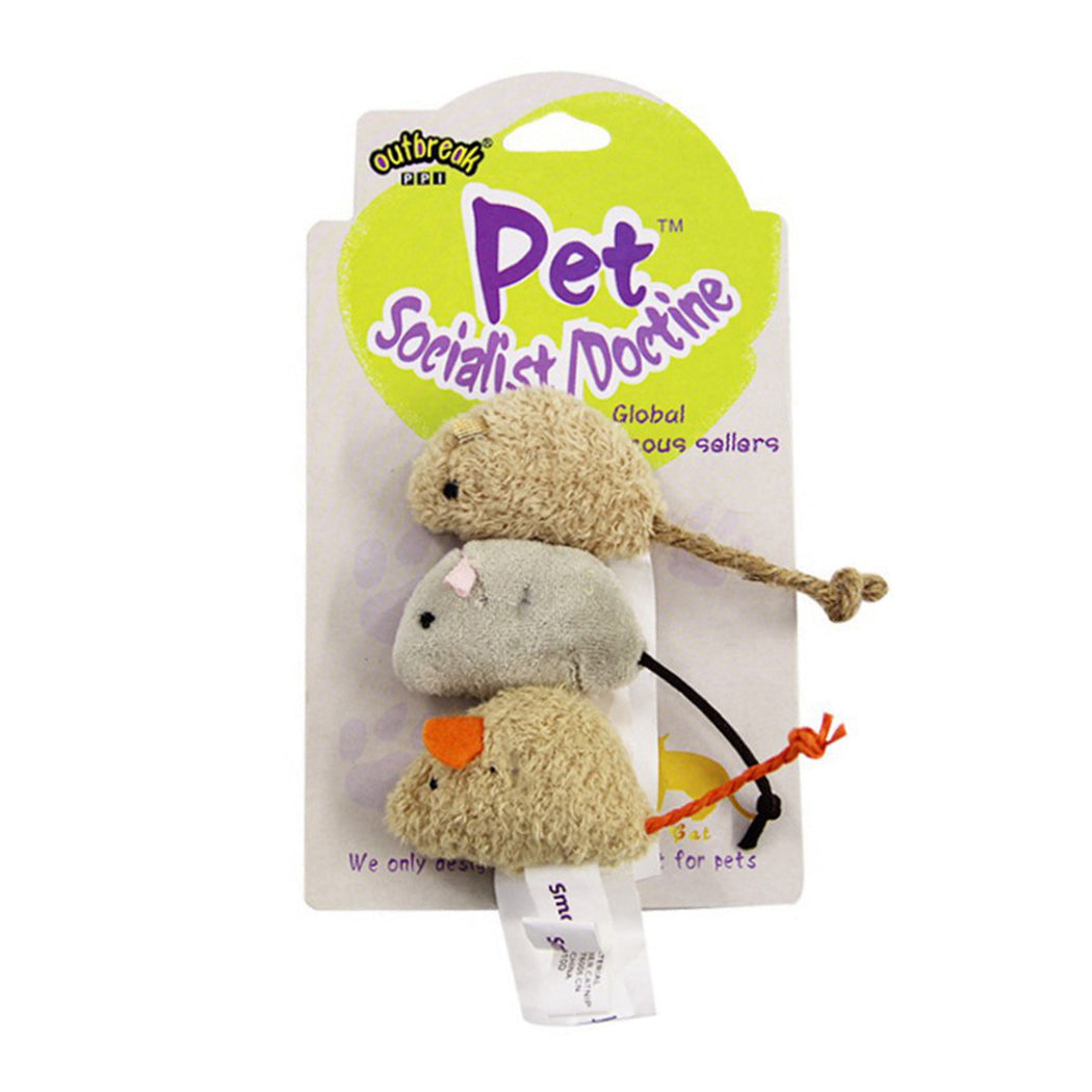 3PCS/Set Pet Cat Dog Mice Toys Funny Soft Plush False Mouse Cat Toys Feather Funny Playing Toys For Small Cats Kitten-ebowsos
