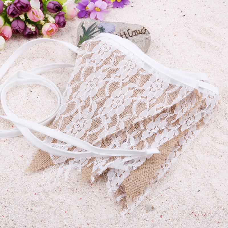 3m 12 Flags Rose Lace Pennant Bunting Banner Vintage Party Wedding Decor - ebowsos