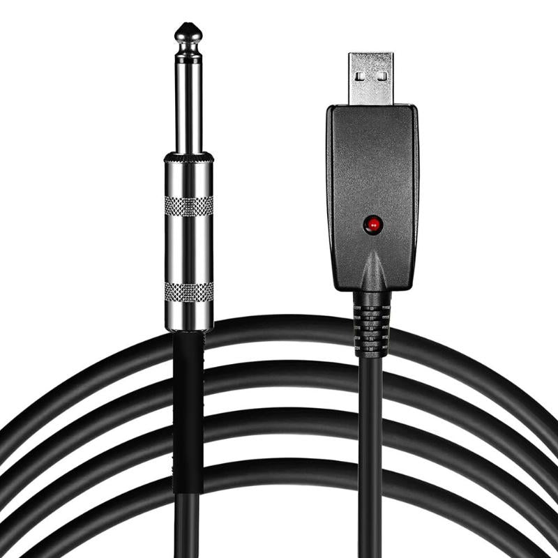 3m/9.8ft USB to 6.35mm Plug Electric Guitar Cable USB to XLR Microphone Audio Converter Extension Wire Cord for PS2 PS3 WII - ebowsos