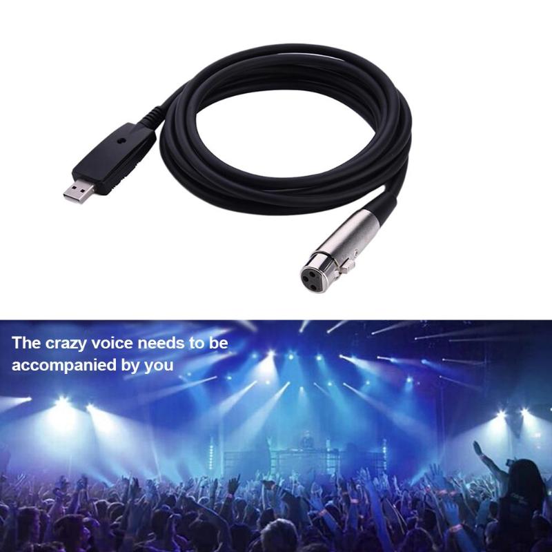 3m/9.8ft USB to 6.35mm Plug Electric Guitar Cable USB to XLR Microphone Audio Converter Extension Wire Cord for PS2 PS3 WII - ebowsos