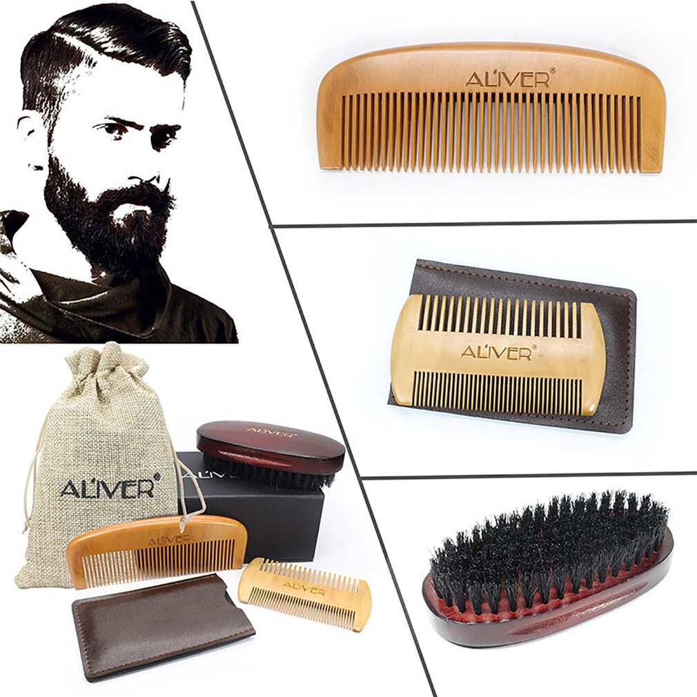 3pcs / 1 suit Men Beard Styling Shaping Mustache Hair Care Tool Beard Styling Mustache Hair Care Tool beard comb - ebowsos