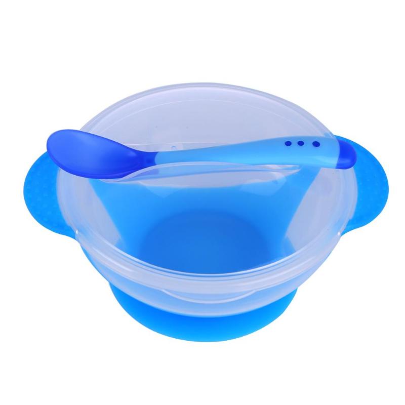 3pcs Baby Cutlery Sets Drop Resistance Suction Cup Food Bowl Spoon Kit - ebowsos