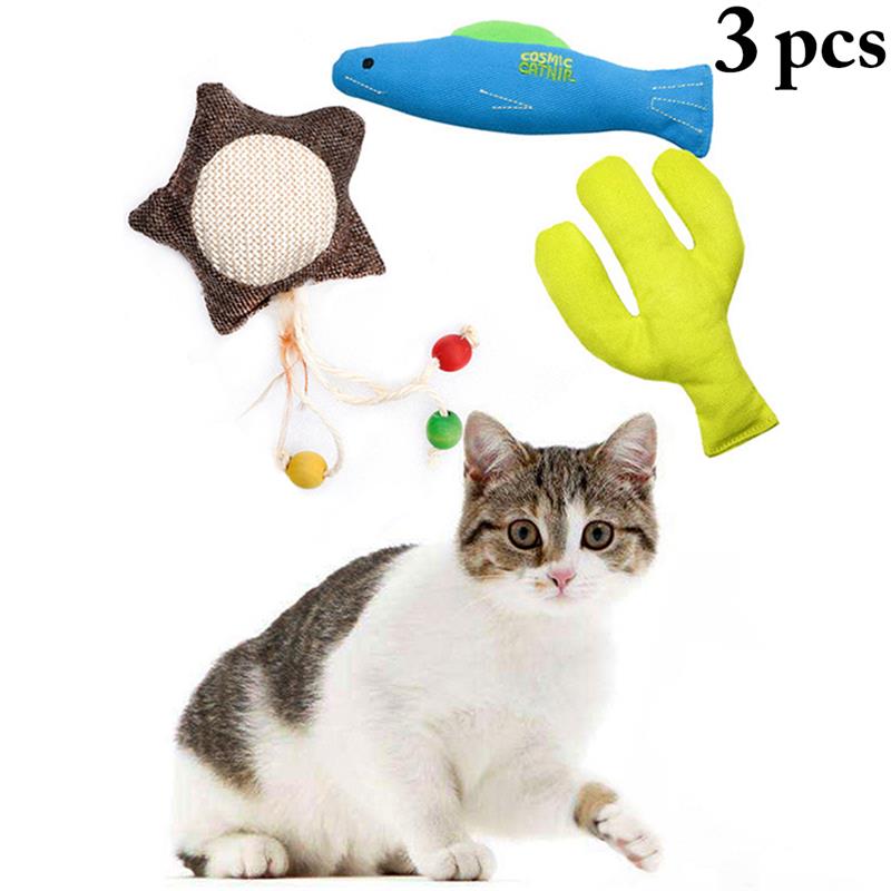 3pcs Bite Resistant Cat Catnip Toys Set Creative Cartoon Canvas Cute Cat Bite Toy Pet Bite Toy Pet Supplies Cat Favors-ebowsos