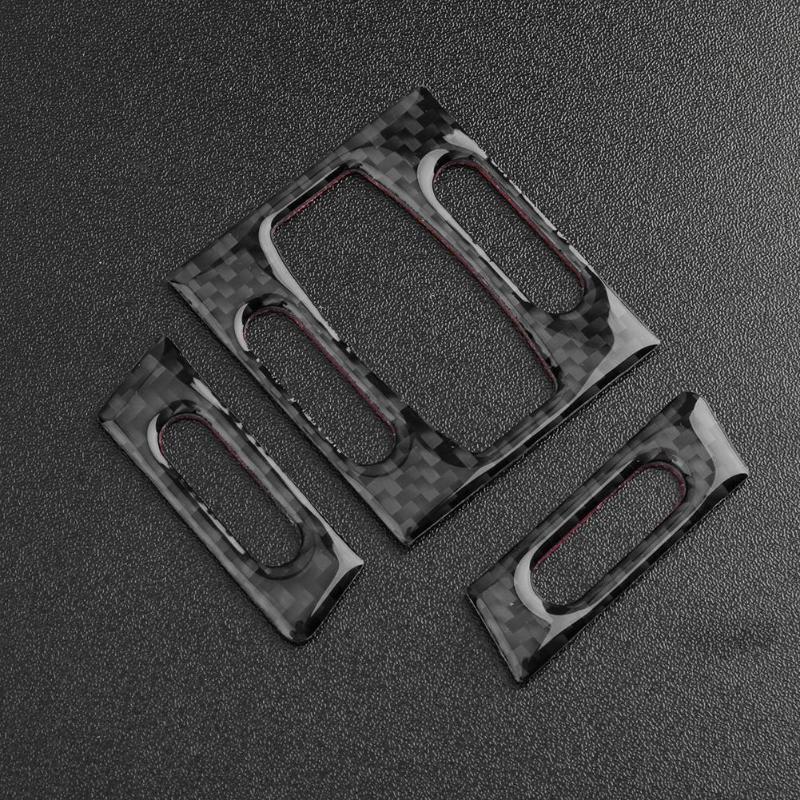 3pcs Car Interior Accessories Carbon Fiber Front Air Conditioner A/C Outlet Vent Car Sticker Trim for BMW E60 5 Series 2004-2010 - ebowsos