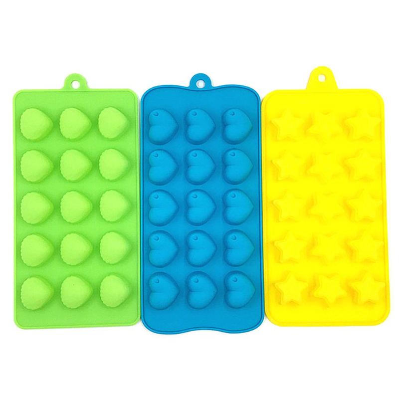 3pcs Elastic Silicone Ice Cube Mold Candy Cake Mold Star Shell Love Die Kit - ebowsos