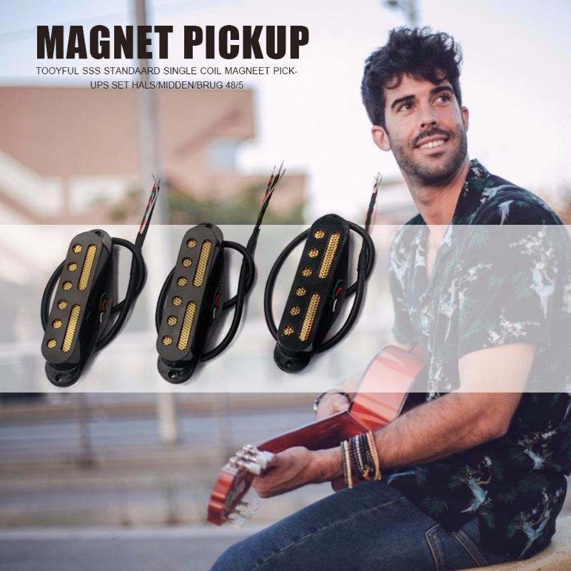3pcs Standard Single Coil Magnet Pickups Excellent Durable Cooper Magnet Black Neck/Middle/Bridge Electric Guitar Parts-ebowsos