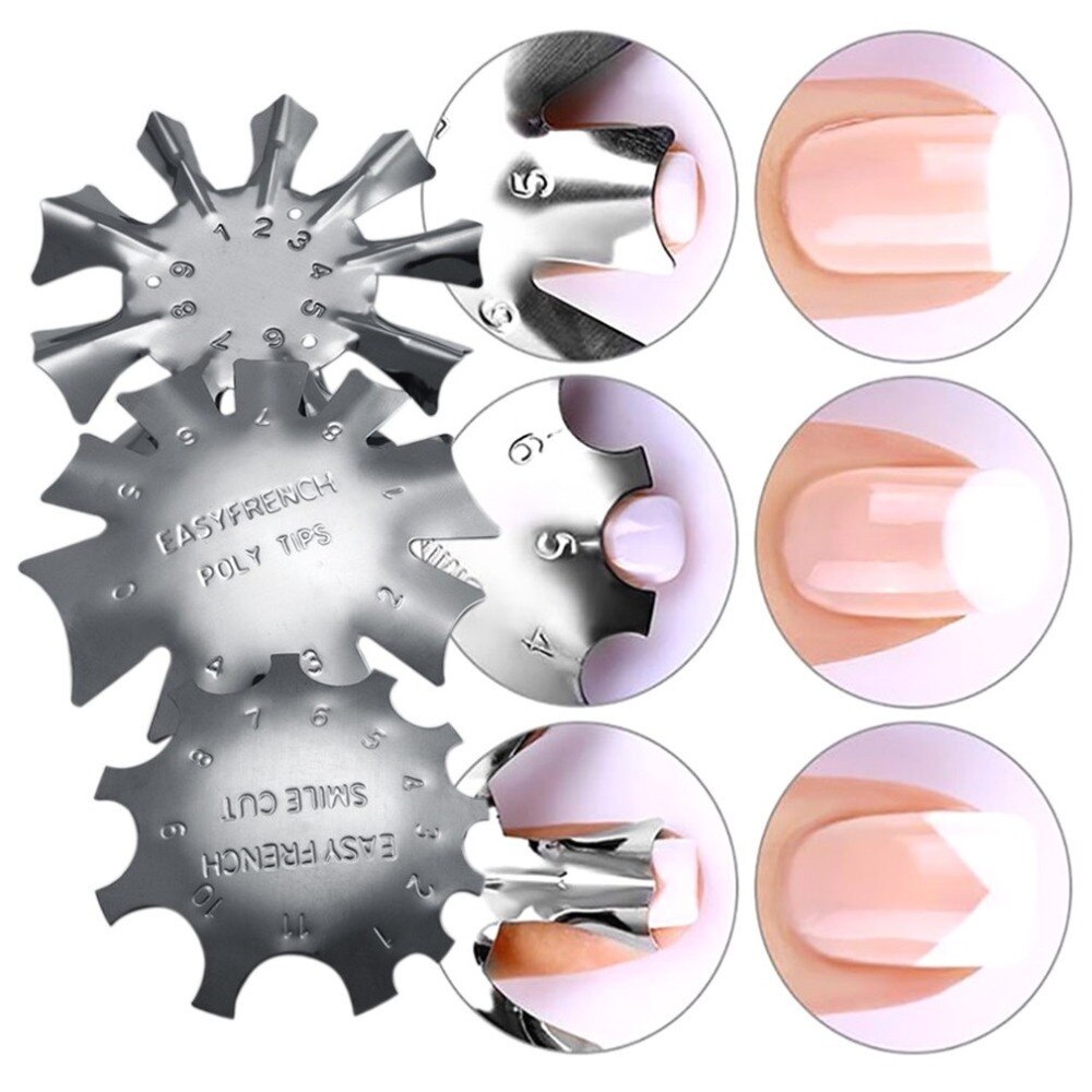 3pcs/set Nail Design Stamping Plates French Manicure Modeling Shaping Stainless Steel Nail Art For Crystal varnish for stamping - ebowsos