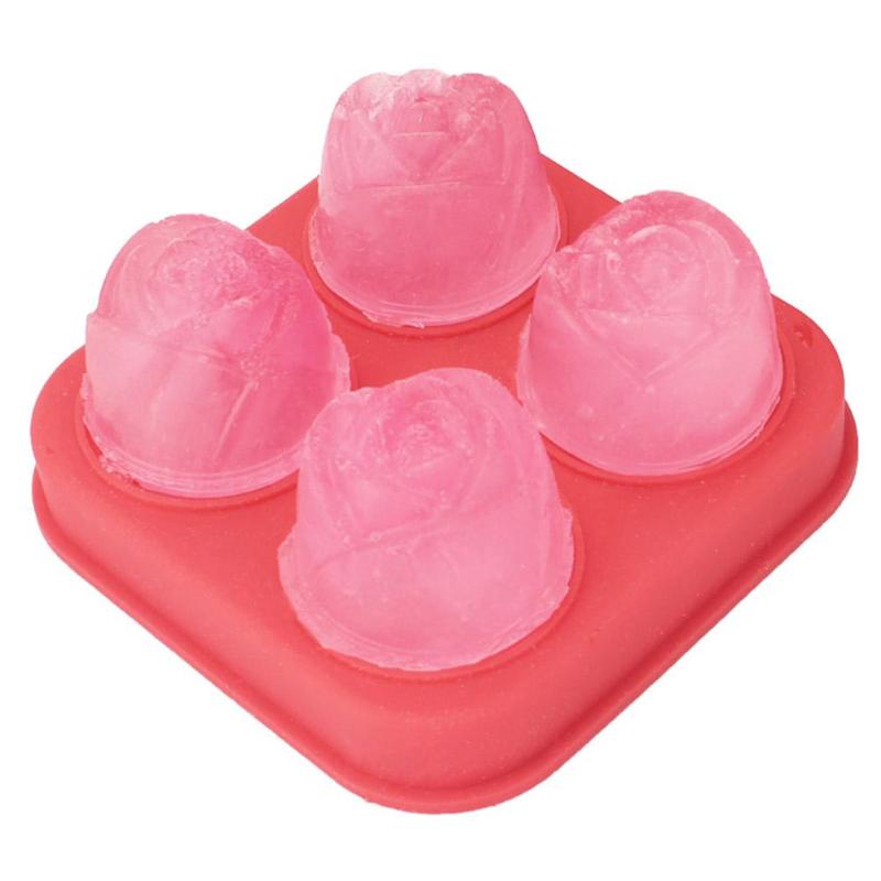 4 Grids Rose Shape Silicone Mold Chocolate Cookie Fondant Cake Baking Mould - ebowsos