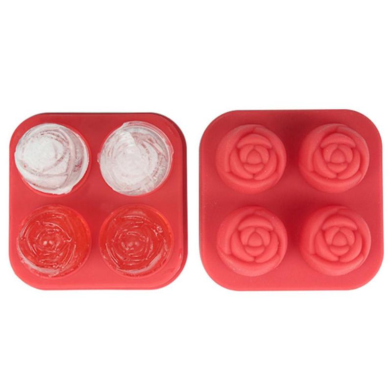 4 Grids Rose Shape Silicone Mold Chocolate Cookie Fondant Cake Baking Mould - ebowsos