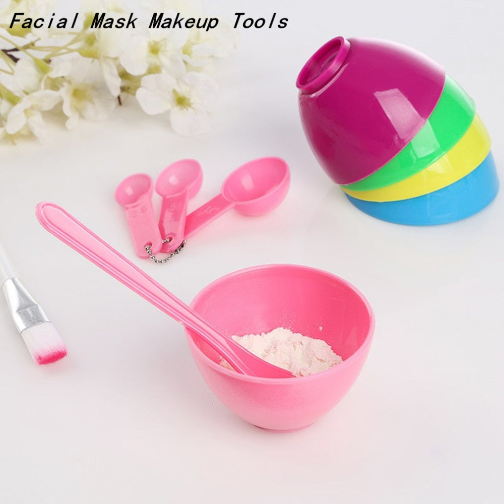 4 In 1 Portable Size Women DIY Facial Mask Makeup Tools Practical Facial Mask Mixing Bowl Brush Spoon Stick Tools Set - ebowsos