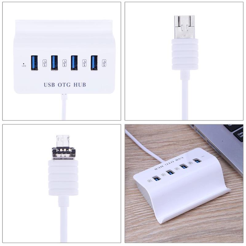 4 Port USB 2.0 / Type-C USB-C OTG HUB with Phone Tablet PC Stand Holder for Phone Multi Ports Splitter Adapter - ebowsos