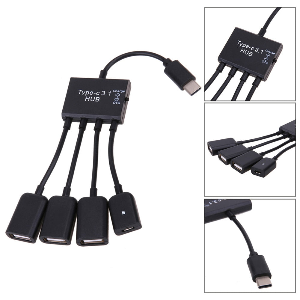 4 in 1 USB 3.1 Hub Type-C to 4 USB Female Port Adapter Extension Charging Host OTG USB Hubs - ebowsos