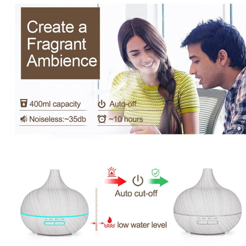 400ml Ultrasonic Timing Colorful Lamp Air Humidifier Aromatherapy Essential Oil Mist Aroma Diffuser for Home Office Use Dropship - ebowsos