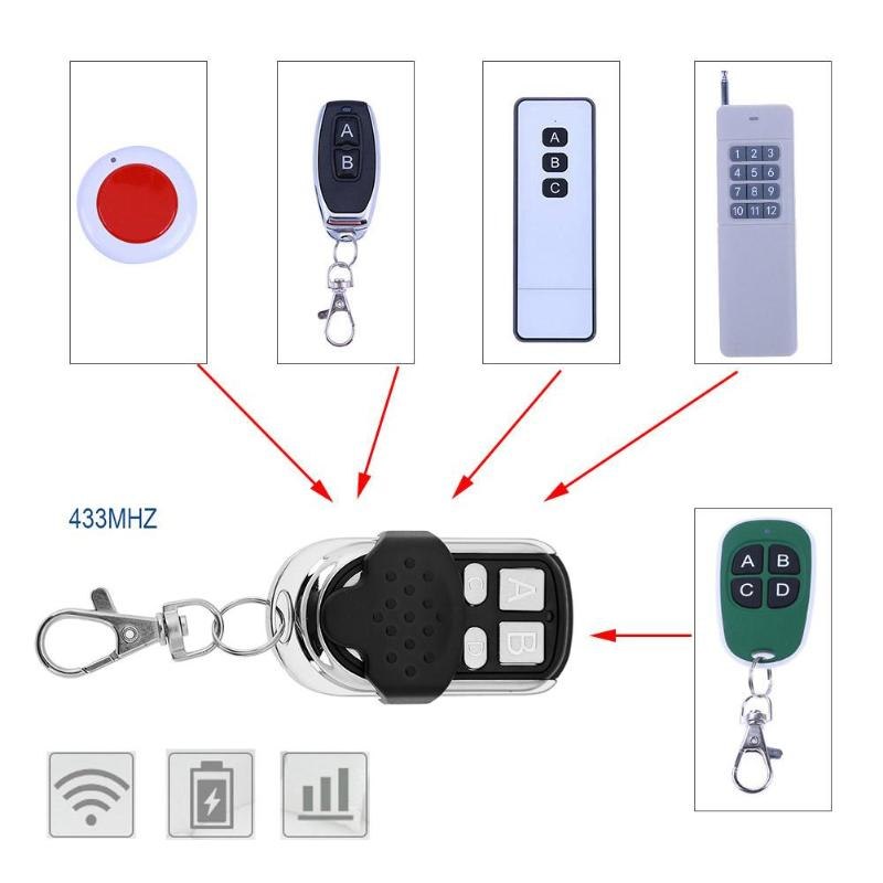 433MHz 4 Channel Wireless RF Remote Control Cloning Remote for Garage Door Alarm Automatic Doors Shutter Doors Lamps Controller - ebowsos
