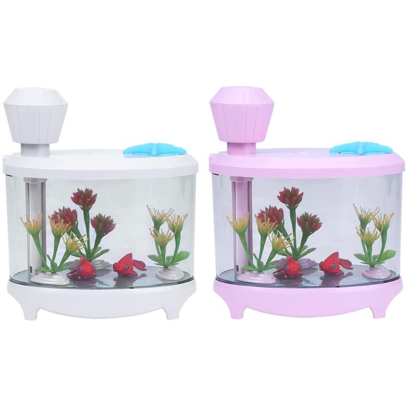 460ML Mini Fish Tank Electric Ultrasonic Aroma Diffuser Mist Maker USB Air Humidifier Oil Diffuser Cool Mist With LED Lights - ebowsos
