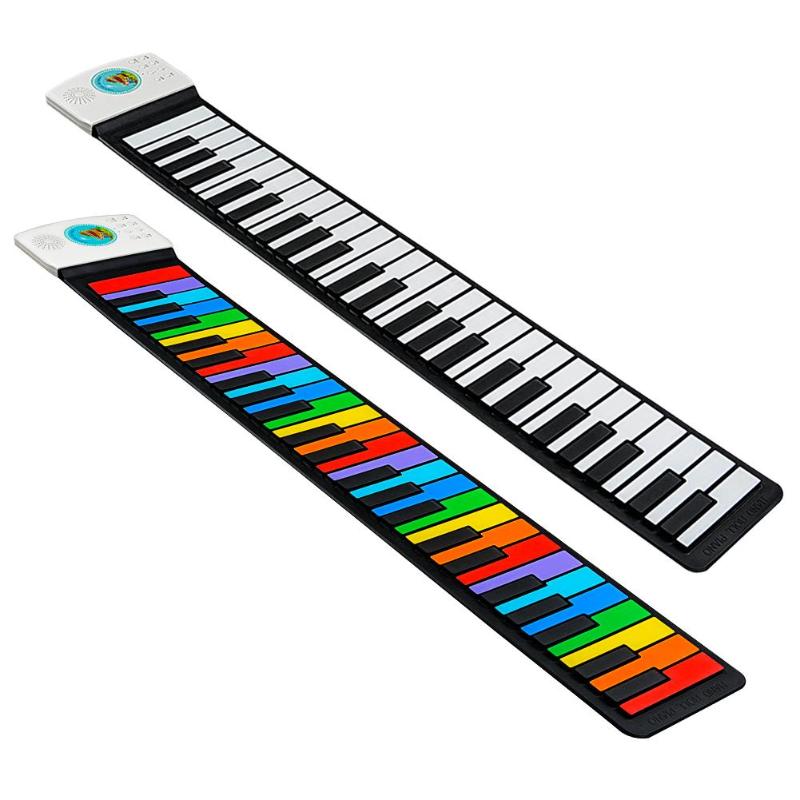 49 Keys Digital Keyboard Flexible Roll Up Piano Gift with Loud Speaker Electronic Hand Roll Piano for Music Lovers Kids Child-ebowsos