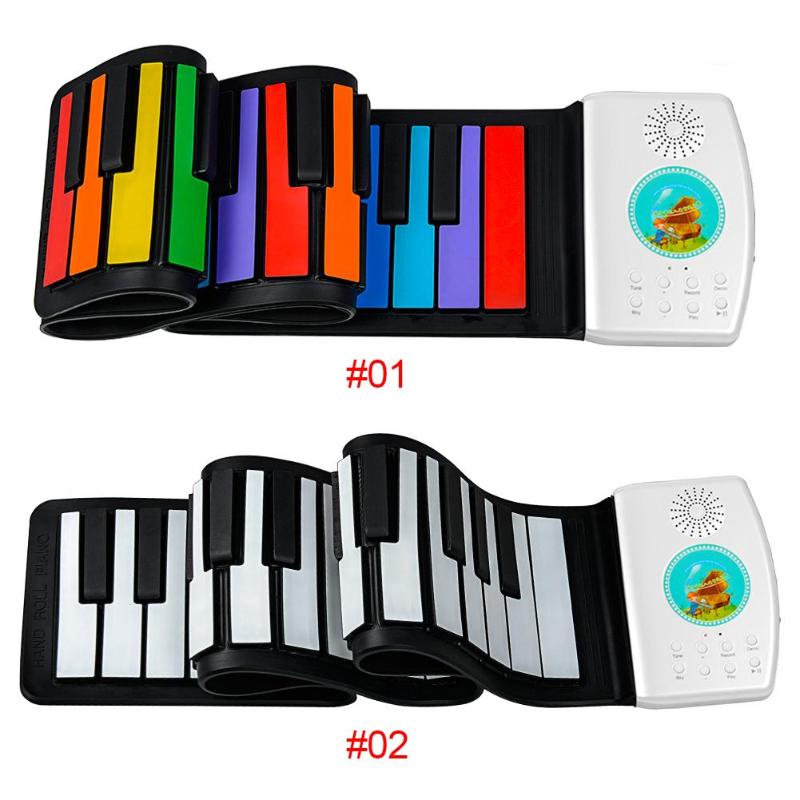 49 Keys Digital Keyboard Flexible Roll Up Piano Gift with Loud Speaker Electronic Hand Roll Piano for Music Lovers Kids Child-ebowsos