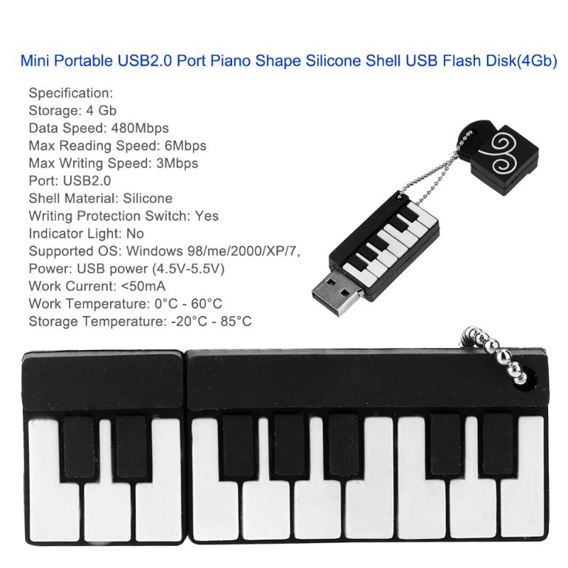 4GB 8GB 16GB Mini USB Flash Disk 480Mbps Data Speed  Portable USB2.0 Port Piano Shape Silicone Shell for Macbook - ebowsos
