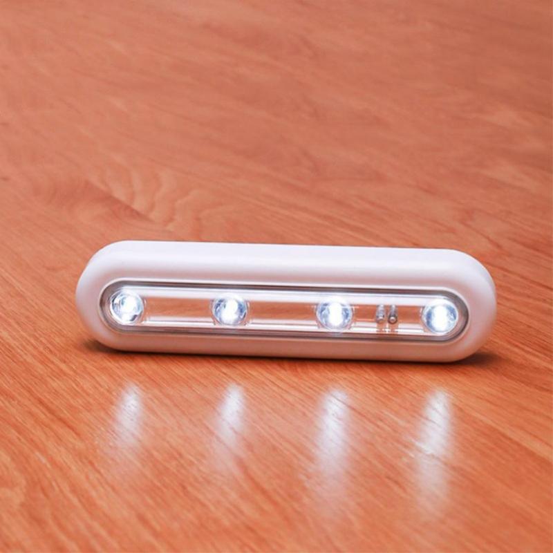 4LEDs Under Cabinet Light Rectangular Touch Motion Sensor Lamp for Wardrobe Cupboard Closet Kitchen Night Light - ebowsos