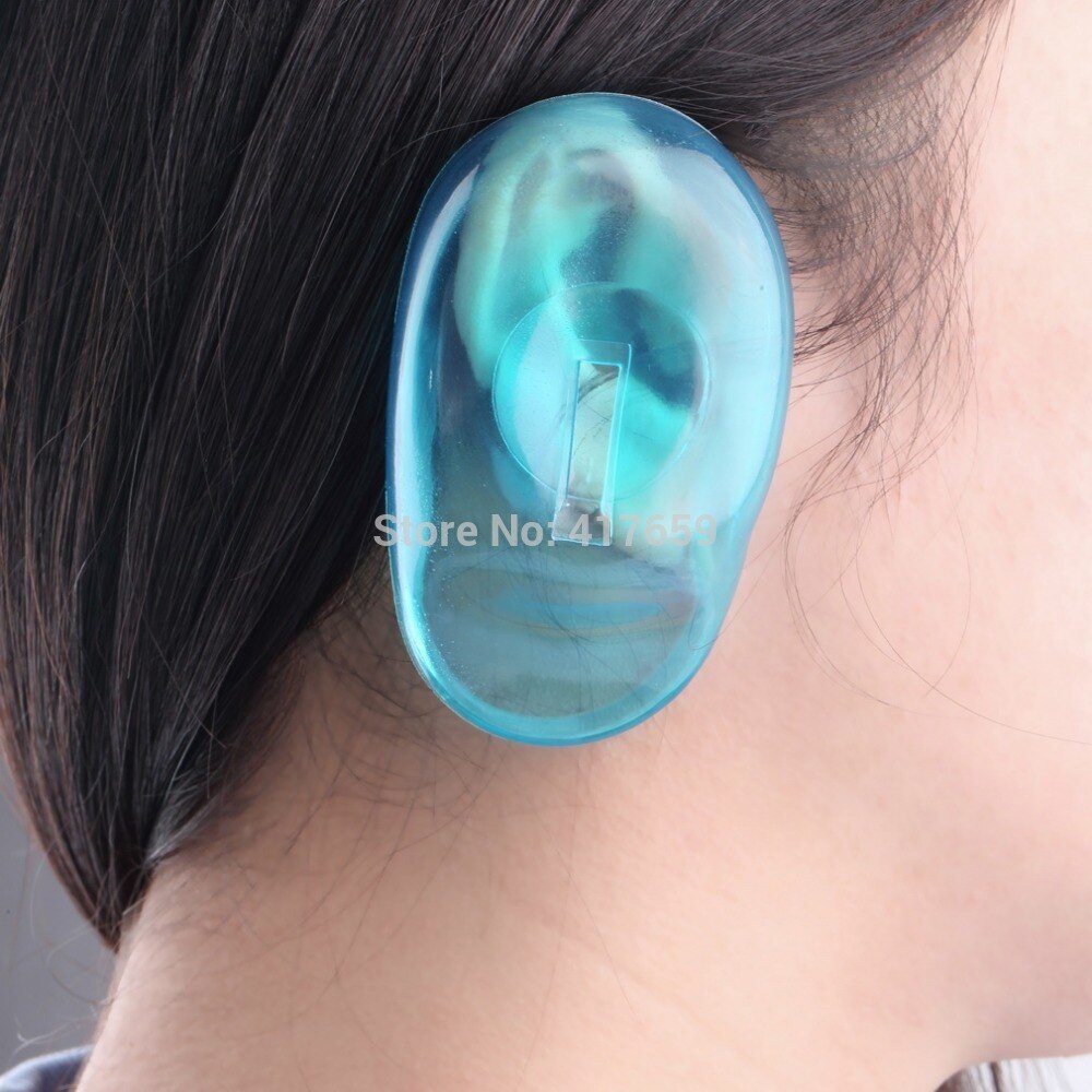 4PCS Clear Silicone Ear Cover Hair Dye Shield Protect Salon Color Blue New Styling Accessories Free Shipping - ebowsos