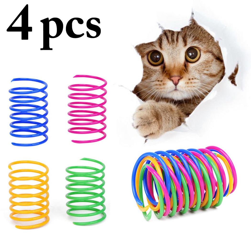4PCS Funny Pet Toys Cat Spring Toy Creative Cat Interactive Toy Pet Play Toys For Cats Kitten Pet Interaction Supplies-ebowsos