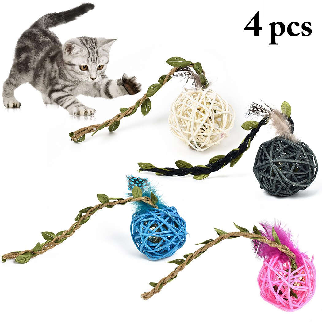 4PCS Cat Toys Ball Interactive Creative Bell Cat Playing Toy Cat Training Toys Pet Supplies-ebowsos