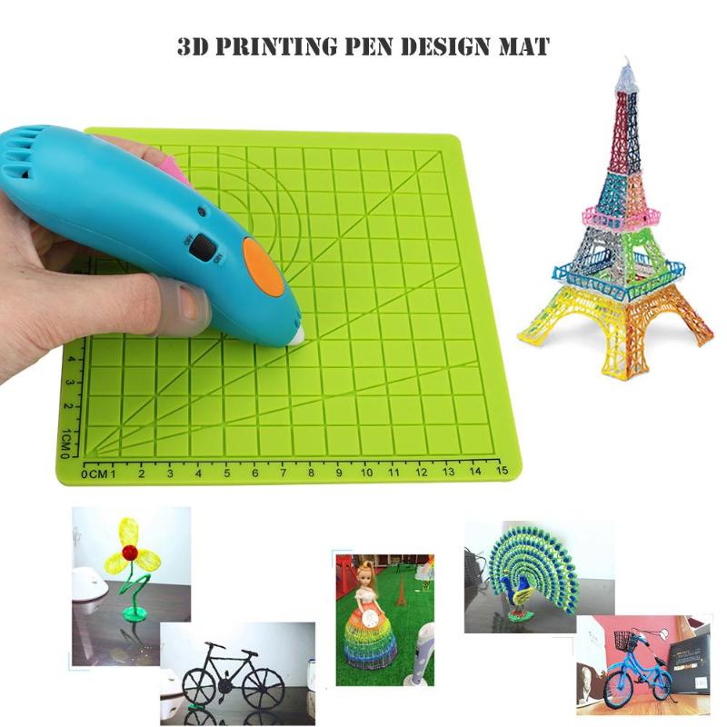 4Pcs 3D Printing Pen Silicone Design Mat Basic Template Multi-shaped Kids Drawing Tools with Heat Proof Finger Caps High Quality - ebowsos