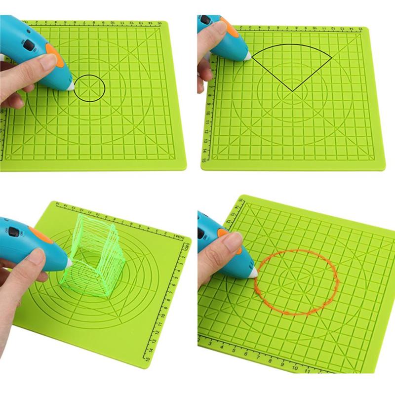 4Pcs 3D Printing Pen Silicone Design Mat Basic Template Multi-shaped Kids Drawing Tools with Heat Proof Finger Caps High Quality - ebowsos