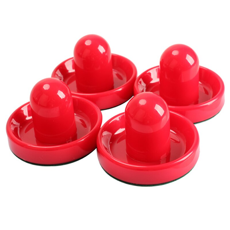 4Pcs Air Hockey Table Goalies with 4pcs Puck Felt Pusher Mallet Grip Red-ebowsos