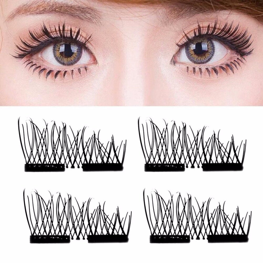 4Pcs/lot Glue-free 3D Magnetic False Eyelashes Natural Thick Long Cosmetic Eye Lashes Makeup Beauty Tools Eyelash extension - ebowsos