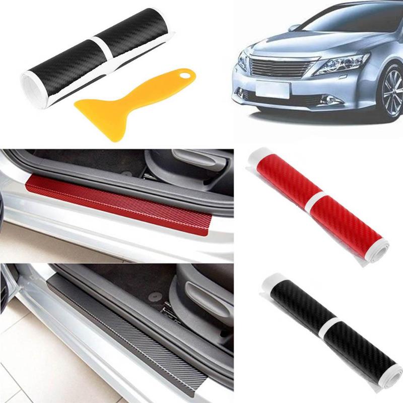 4Pcs/set 3D Carbon Fiber Car Door Sill Scuff Plate Cover Anti Scratch Stickers Scuff Cover Anti Scratch Decal Universal For Car - ebowsos