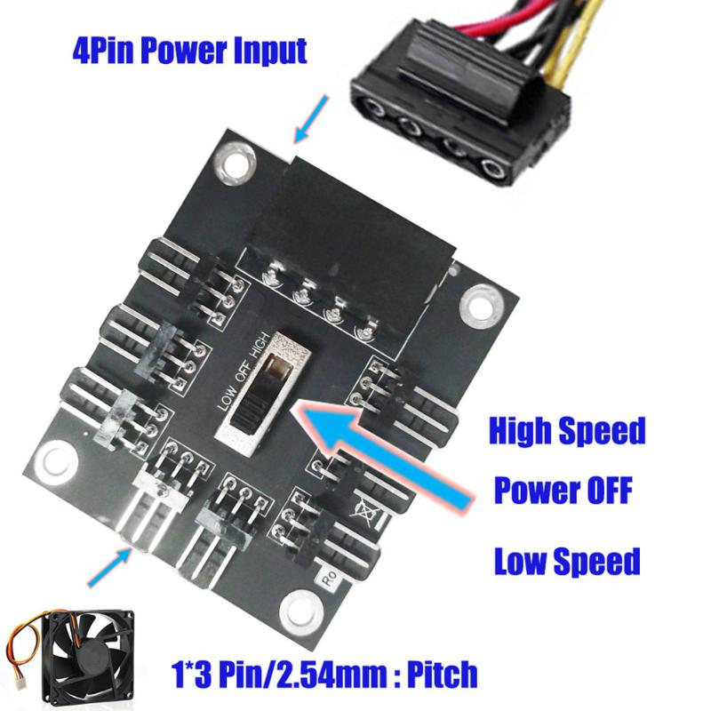 4Pin to 8 Way DC 12V 3Pin Cooling Fan Splitter Power Hub Speed ...