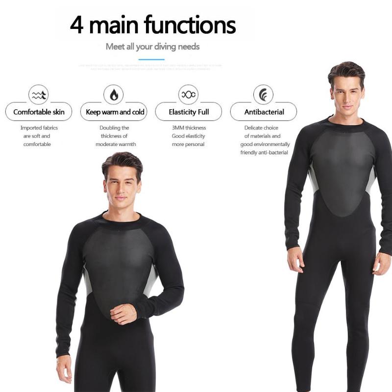 4XL Plus size One-piece Wetsuit Long Sleeve 3mm Neoprene Scuba Diving Suit Snorkeling Surfing Swimwear for Men Women Wetsuit NEW-ebowsos