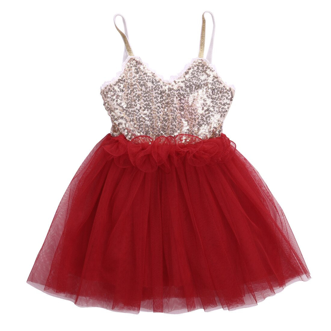 4colors Sequins Princess Baby Girl Dress Lace Tulle Party Gown Fancy Dresses Birthday - ebowsos
