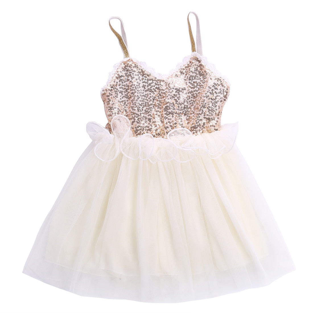 4colors Sequins Princess Baby Girl Dress Lace Tulle Party Gown Fancy Dresses Birthday - ebowsos