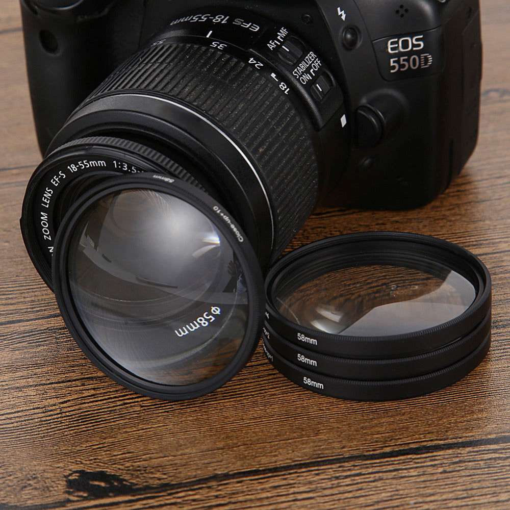 4pcs 58MM Lens Filter Macro Close Up Lens Filter Kit +1 +2 +4 +10 For Canon EOS 650D 600D 18 - ebowsos