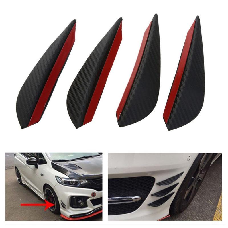4pcs Auto Body Kits Lip Splitter Fins Front Bumper Air Knife Car Spoiler - ebowsos