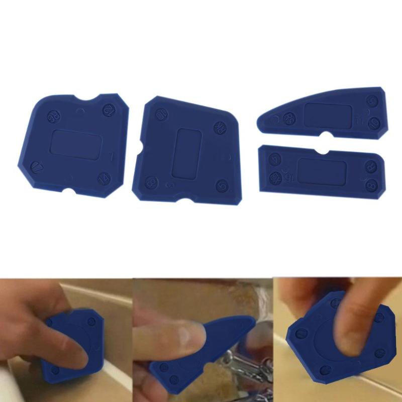 4pcs Caulking Tool Kit Joint Sealant Edge Remover Scraper Blue Hand Tools D4 - ebowsos