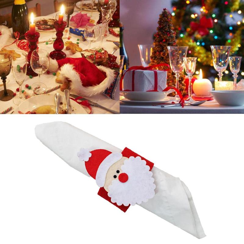4pcs Christmas Santa Claus Napkin Rings Serviette Holder Xmas Decoration - ebowsos