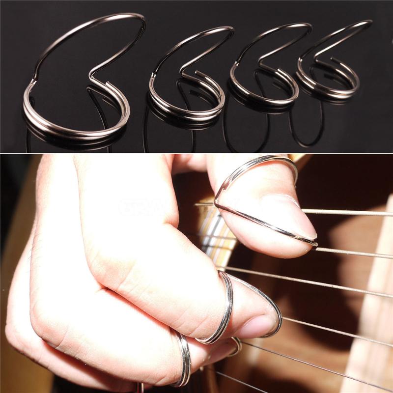 4pcs Metal Guitar Butterfly Thumb and Finger Picks Classical Plectrums Guitar Fingerpick Thumb Plectrums silver Picks Plectrum-ebowsos