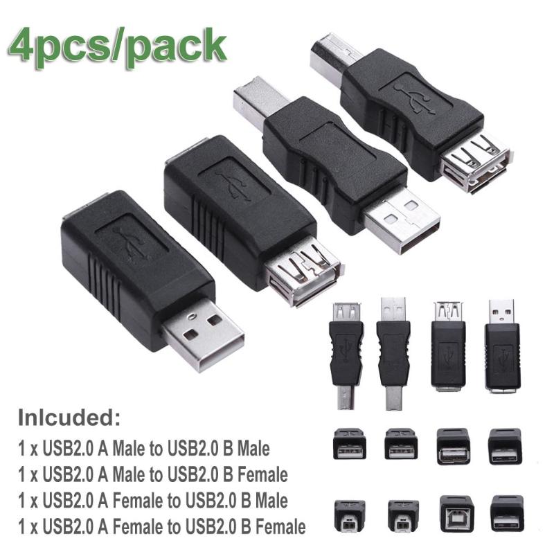 4pcs Printer USB Connector USB 2.0 Type A Female To USB B Male Adapter Gender Changer Connector Converter - ebowsos