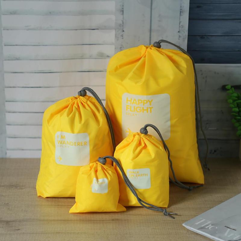 4pcs Waterproof Travel Drawstring Dry Storage Bag Shoe Laundry Makeup Pouch - ebowsos