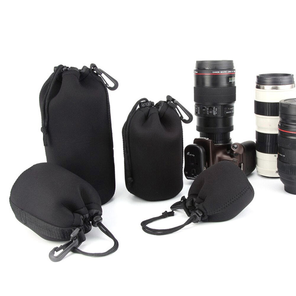 4pcs/lot Camera Lens Bag Neoprene Waterproof Soft Camera Lens Pouch bag Case S / M / L / XL Lens Protective Pouch - ebowsos