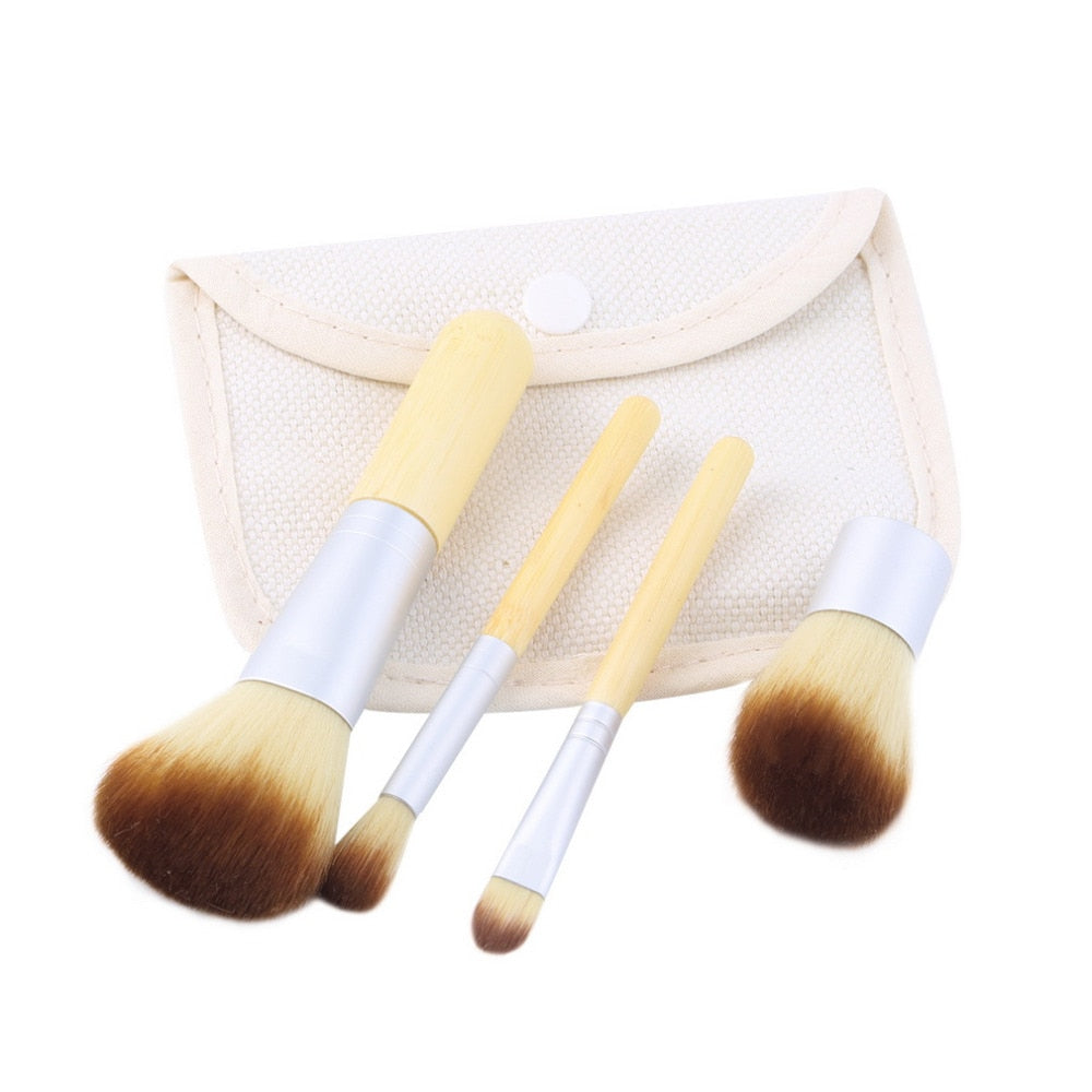 4pcs/lot Professional Pro Cosmetics Makeup Brushes Set Kit Blush Brush Foundation Powder Kabuki Brushes With Bags Make up Tool - ebowsos